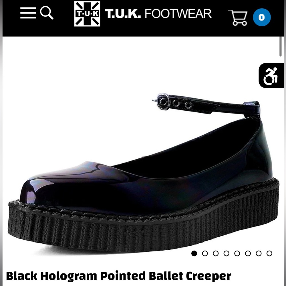 T.U.K Black Hologram Pointed Ballet Creeper excellent condition size US W 10 TUK